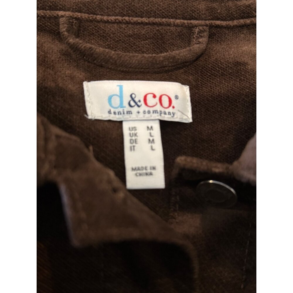 Denim & Co. Women's Stretch Velveteen Button Front Long Jacket Dark Chocolate S - Picture 7 of 9